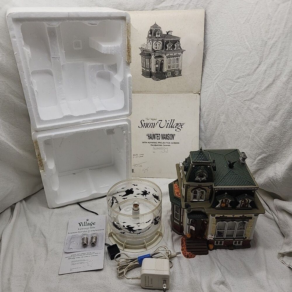 House Haunted Mansion Dept 56 1998 Lighted 54935 Rotating Projection Extra Bulbs